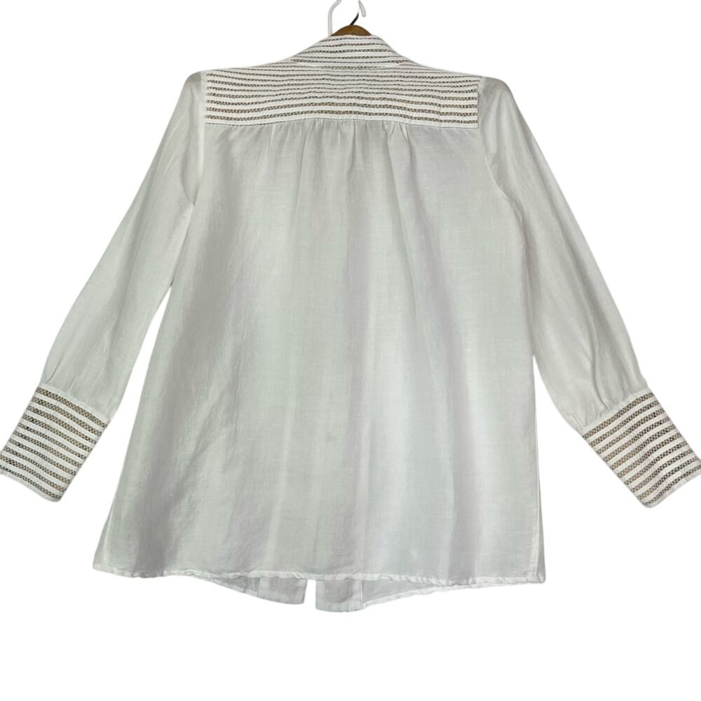 Soft Surroundings Tunic Lilith Mandarin Collar Button Up Cream White S - Picture 3 of 12